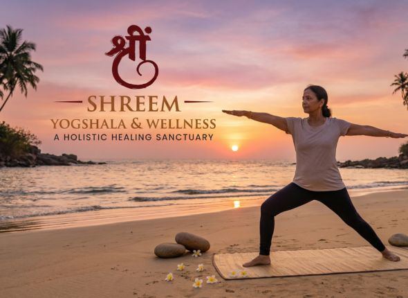 Students participating in immersive holistic wellness and authentic yoga in Goa at the Shreem Yogshala retreat.